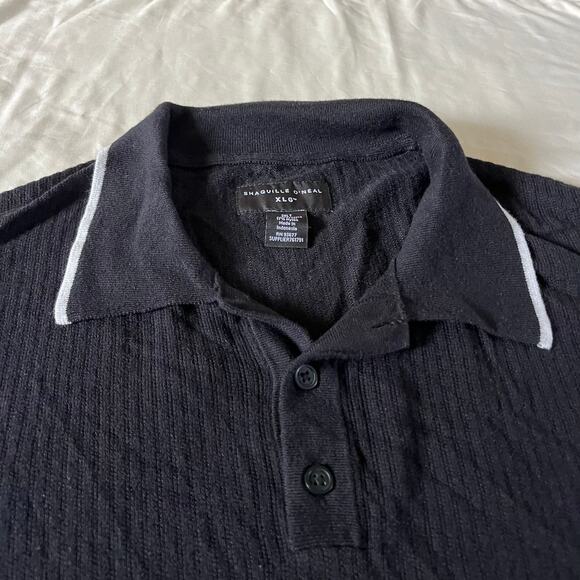 NWT Black Ribbed Knit Casual Polo Shirt Men's 2XL Tall Preppy Old Money - Picture 2 of 6